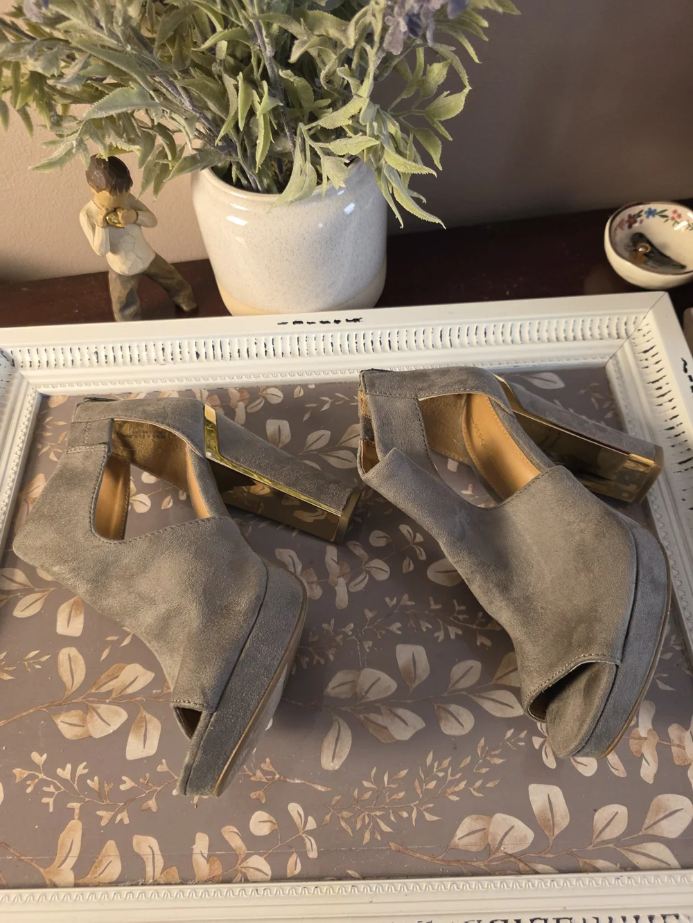 REPORT ~ Taupe Suede Open-Toe Heels - Elegant Cutout Booties
